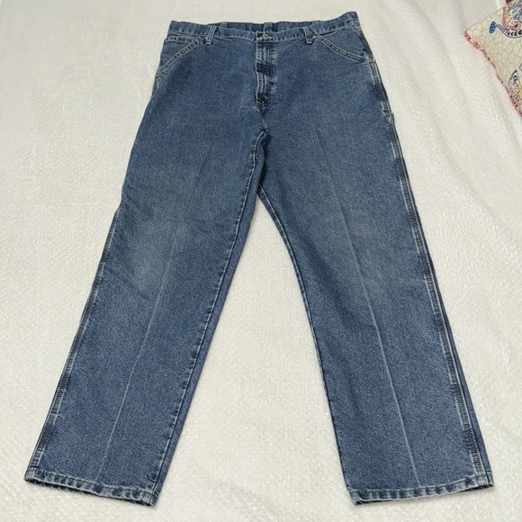 Men's Authentic Wrangler Denim Jeans Carpenter Painter Style Waist 36 Inseam 32 - Picture 7 of 16